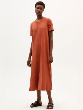 THINKING MU - Oueme Hemp Dress - Clay - L
